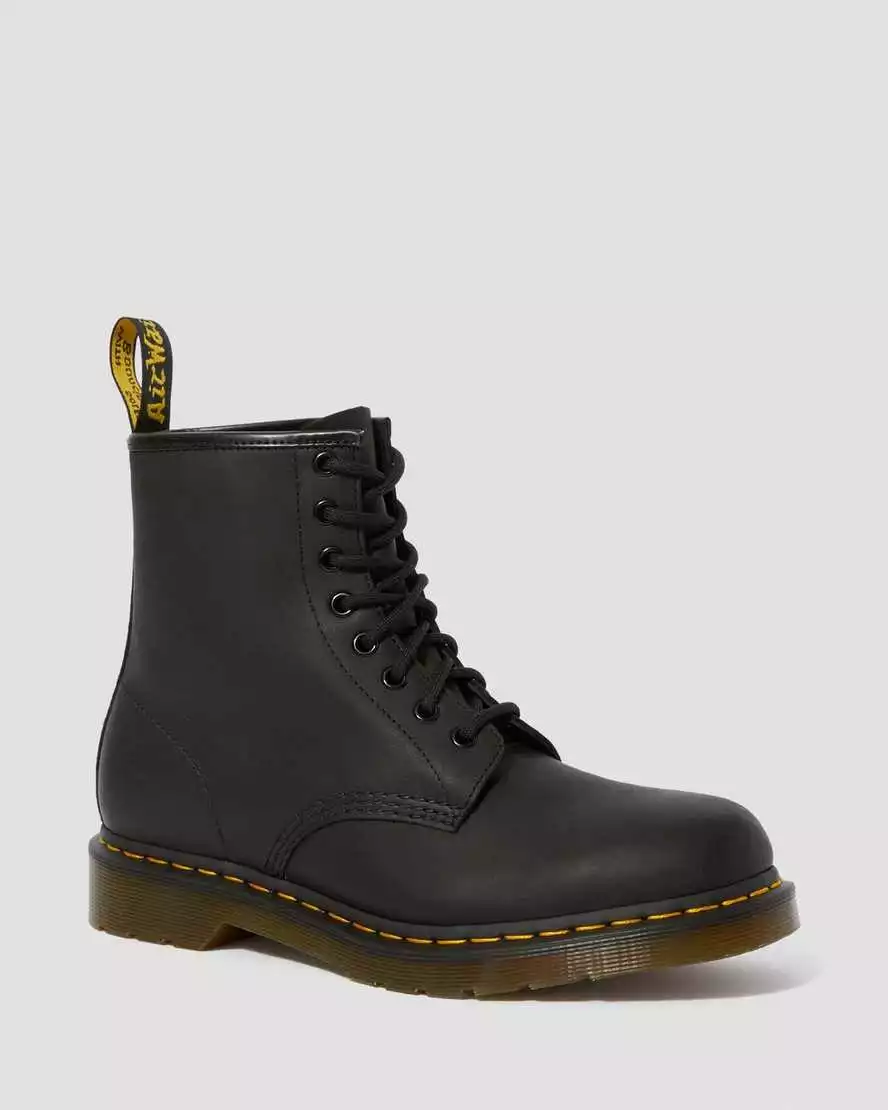 Dr Martens Women's 1460 Greasy Leather Lace Up Boots Black Ireland VSO-487539