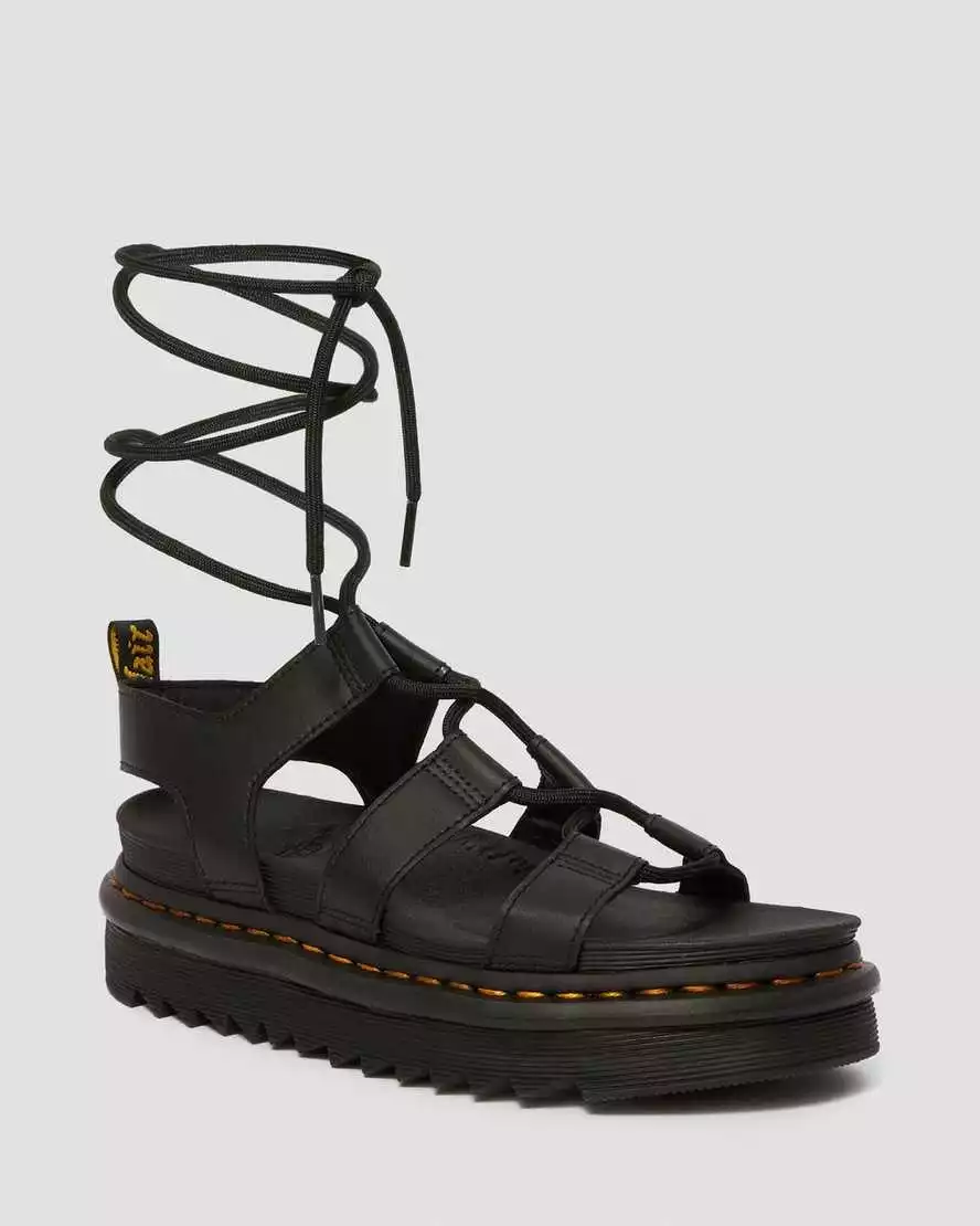 Dr Martens Women's Nartilla Leather Gladiator Sandals Black Ireland ZFX-917043